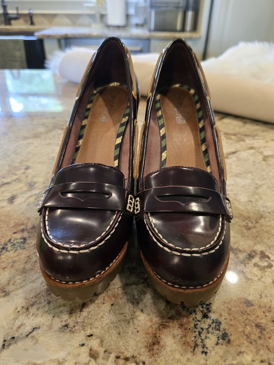 Sperry Dark Brown Leather Chunky-Heel Loafers with Gold Eyelets - Picture 3 of 5